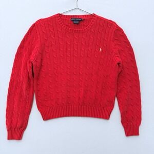 Vintage Ralph Lauren Womens Red Cable Knit XL Fits Like Small/Medium (19.5" PTP)